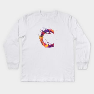 Colorful Painted Initial Letter C Kids Long Sleeve T-Shirt